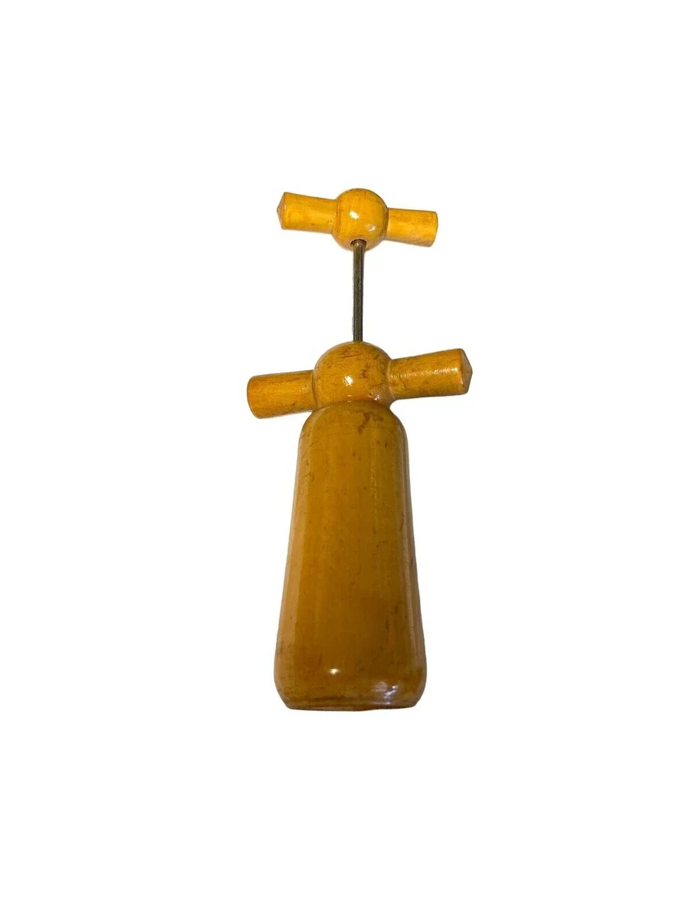 Vintage French Double Wood Twist Wooden Corkscrew Wine Bottle Opener